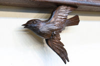横山一夢作　小鳥が飛ぶ風景を静かに描いた深彫り彫刻欄間　EZ1793　在庫1枚