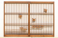 流水と小鳥を描いた穏やかな雰囲気の大型書院セット　EZ1803　在庫2枚1組