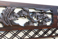 鶴と松の彫刻窓絵が迫力ある欄間素材　EZ1811　在庫1枚