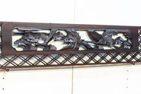 鶴と松の彫刻窓絵が迫力ある欄間素材　EZ1811　在庫1枚