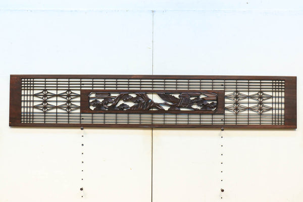 松と鶴の彫刻に組子が凛々しさを添える欄間素材　EZ1816　在庫1枚