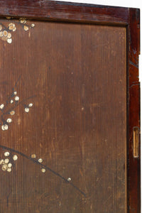 時代を重ねた趣きのある梅とオシドリの板絵戸セット　EZ1849　在庫2枚一組