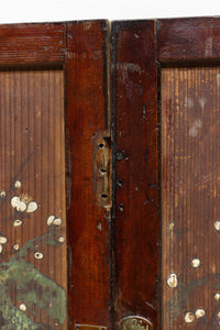時代を重ねた趣きのある梅とオシドリの板絵戸セット　EZ1849　在庫2枚一組