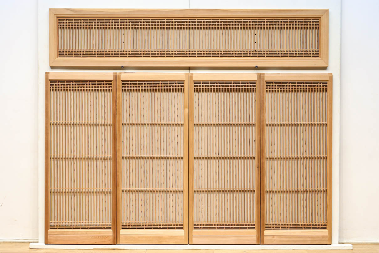 木製彫刻欄間 W1695×D3×H370 格子 建具 伝統工芸