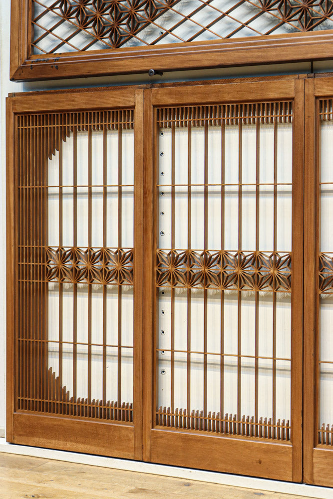 気品ある麻の葉組子模様が映える欄間・書院セット　EZ2526　在庫5枚1組