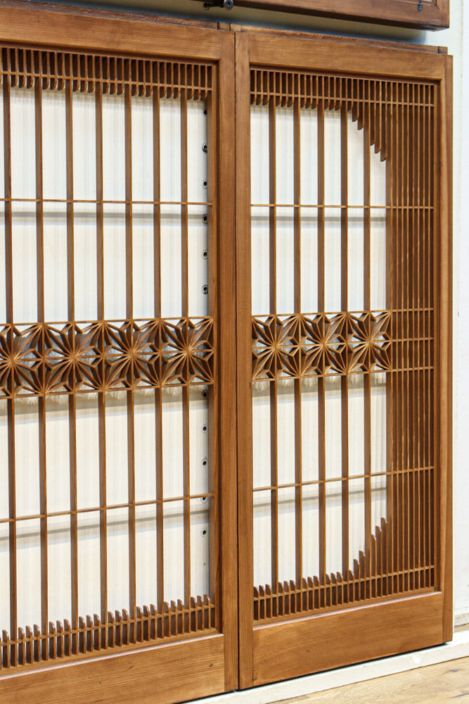 気品ある麻の葉組子模様が映える欄間・書院セット　EZ2526　在庫5枚1組