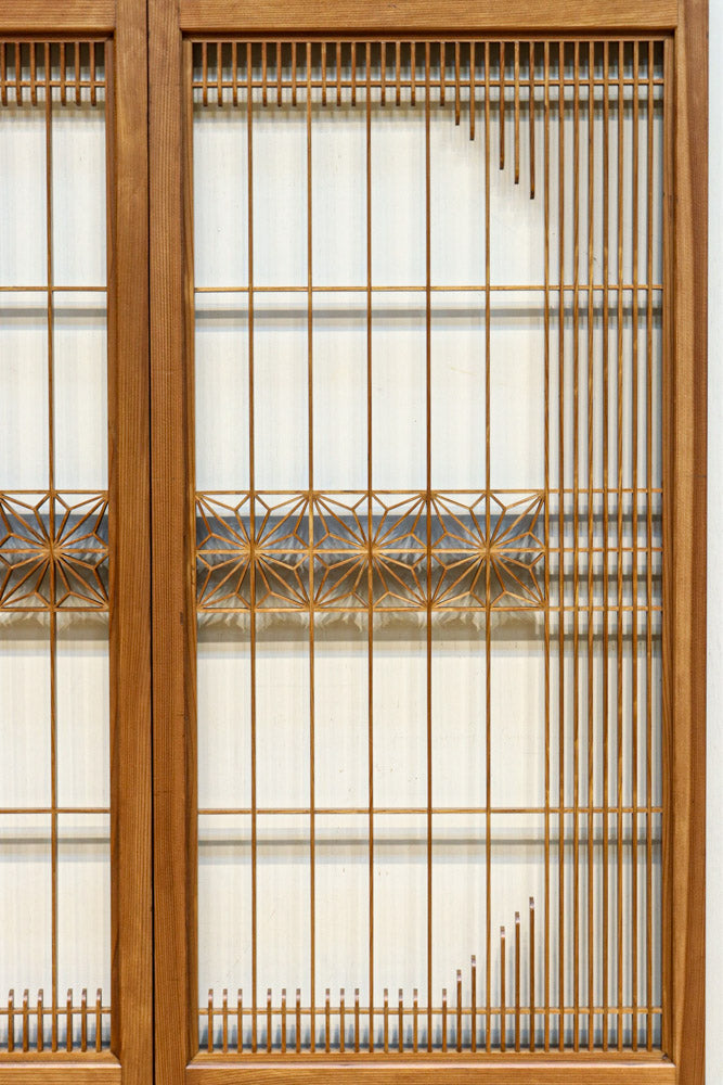 気品ある麻の葉組子模様が映える欄間・書院セット　EZ2526　在庫5枚1組