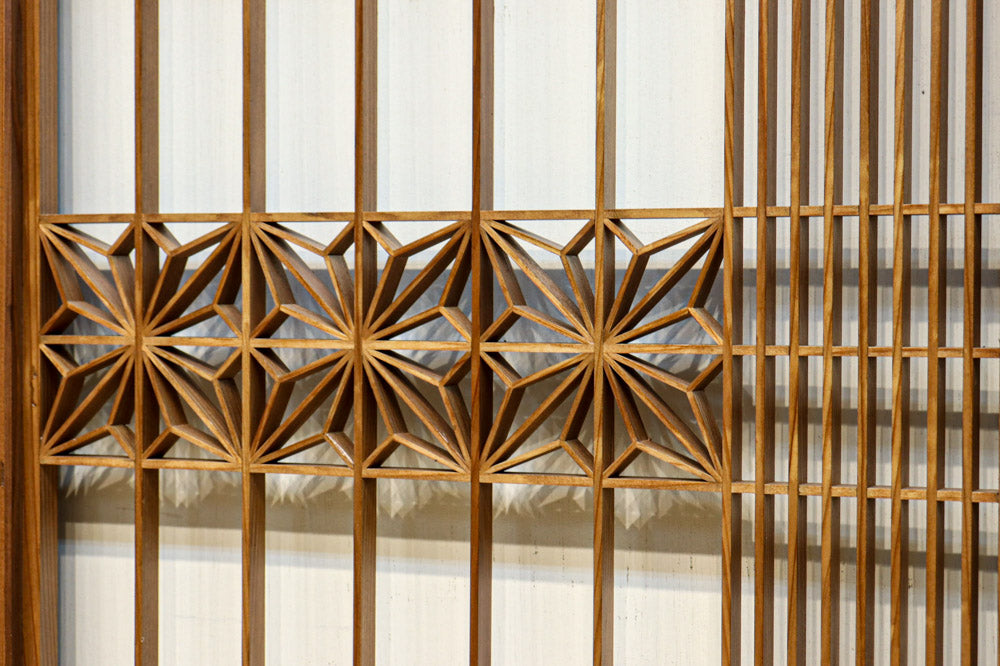 気品ある麻の葉組子模様が映える欄間・書院セット　EZ2526　在庫5枚1組