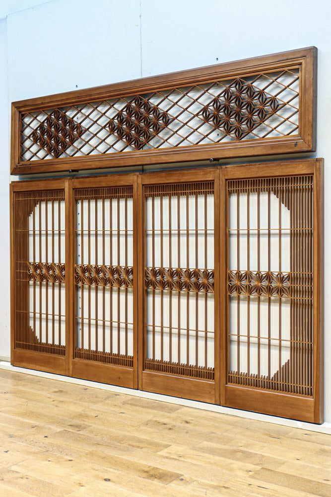 気品ある麻の葉組子模様が映える欄間・書院セット　EZ2526　在庫5枚1組