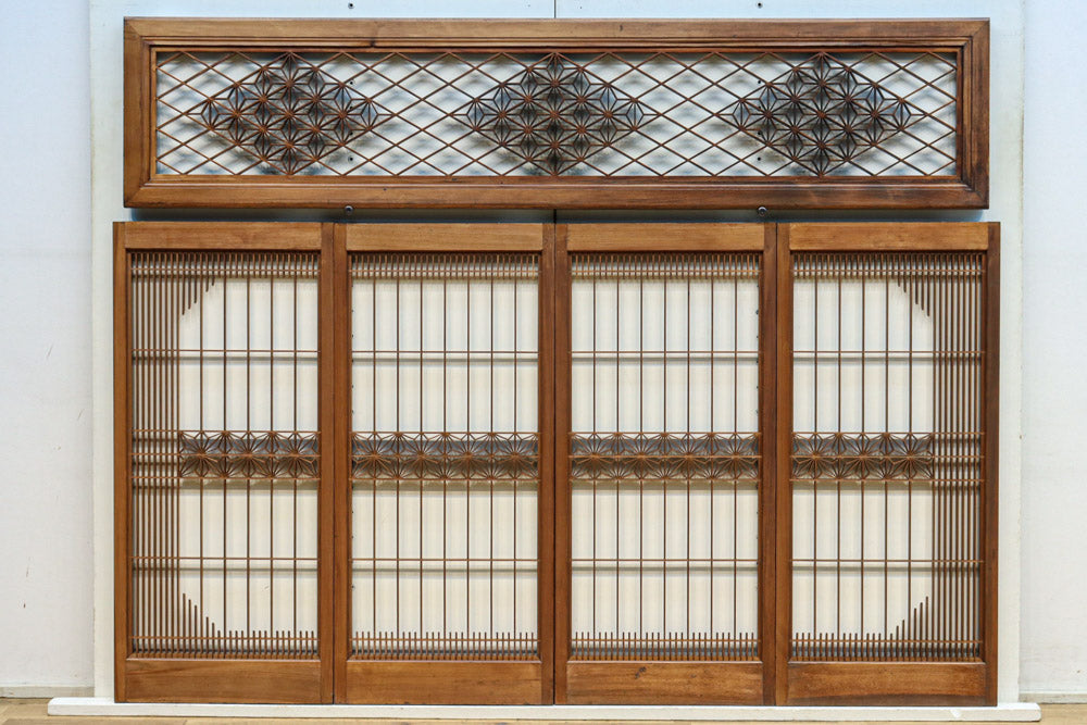 気品ある麻の葉組子模様が映える欄間・書院セット　EZ2526　在庫5枚1組