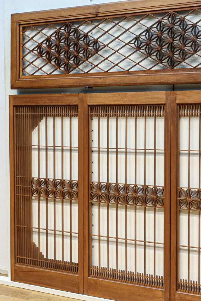 気品ある麻の葉組子模様が映える欄間・書院セット　EZ2526　在庫5枚1組