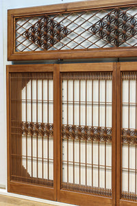気品ある麻の葉組子模様が映える欄間・書院セット　EZ2526　在庫5枚1組