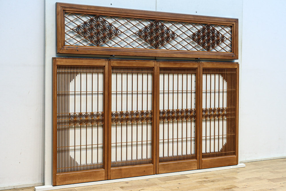 気品ある麻の葉組子模様が映える欄間・書院セット　EZ2526　在庫5枚1組