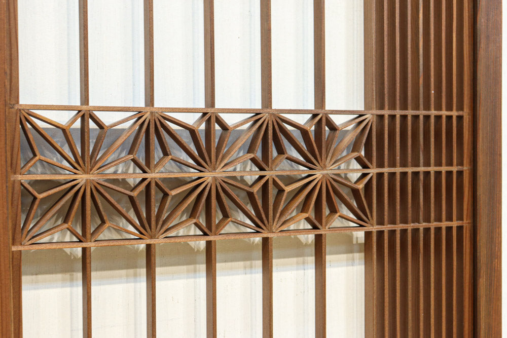 気品ある麻の葉組子模様が映える欄間・書院セット　EZ2526　在庫5枚1組