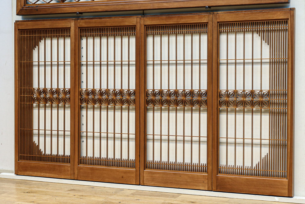 気品ある麻の葉組子模様が映える欄間・書院セット　EZ2526　在庫5枚1組