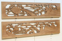 風景を丁寧に描いた彫刻欄間素材　EZ2551ab　在庫(a:1 b:1)枚