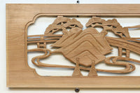 風景を丁寧に描いた彫刻欄間素材　EZ2551ab　在庫(a:1 b:1)枚