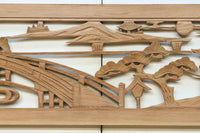 風景を丁寧に描いた彫刻欄間素材　EZ2551ab　在庫(a:1 b:1)枚