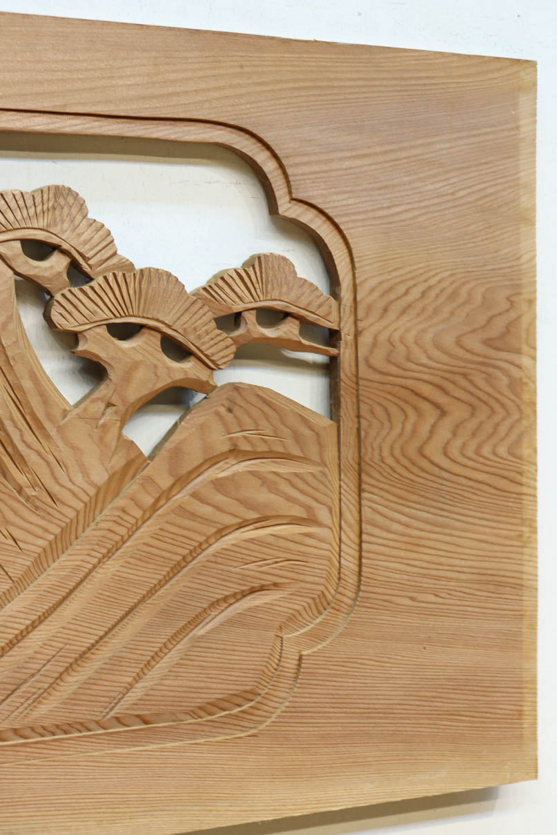 風景を丁寧に描いた彫刻欄間素材　EZ2551ab　在庫(a:1 b:1)枚