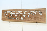 風景を丁寧に描いた彫刻欄間素材　EZ2551ab　在庫(a:1 b:1)枚