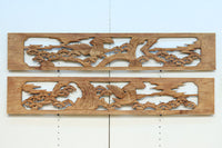 【ご精算用】堂々と貫禄ある鷹を描いた彫刻欄間素材　EZ2553ab　在庫(a:1 b:1)枚