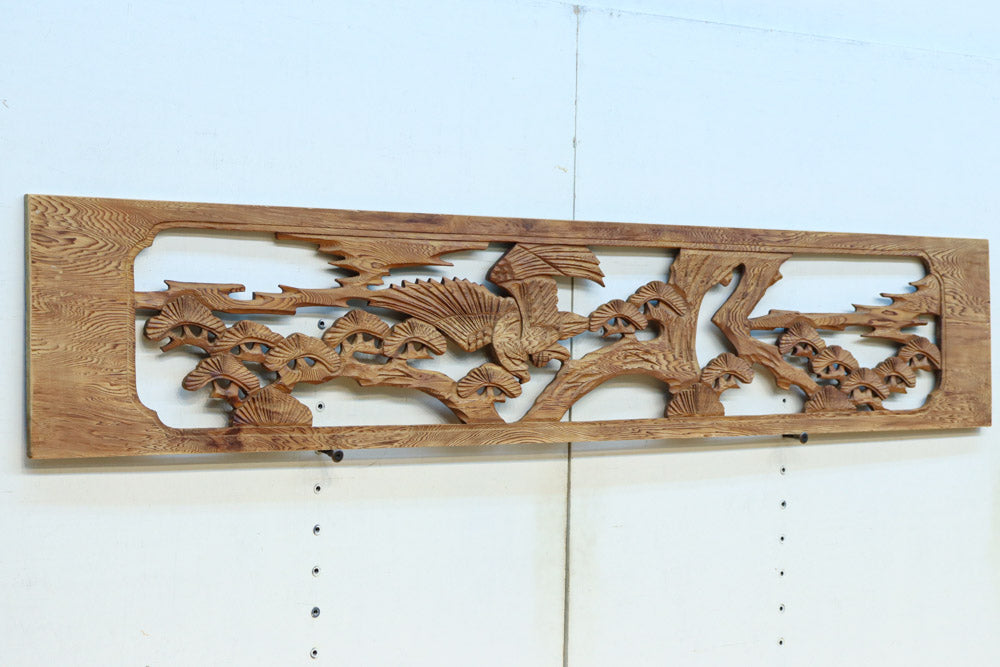 【ご精算用】堂々と貫禄ある鷹を描いた彫刻欄間素材　EZ2553ab　在庫(a:1 b:1)枚