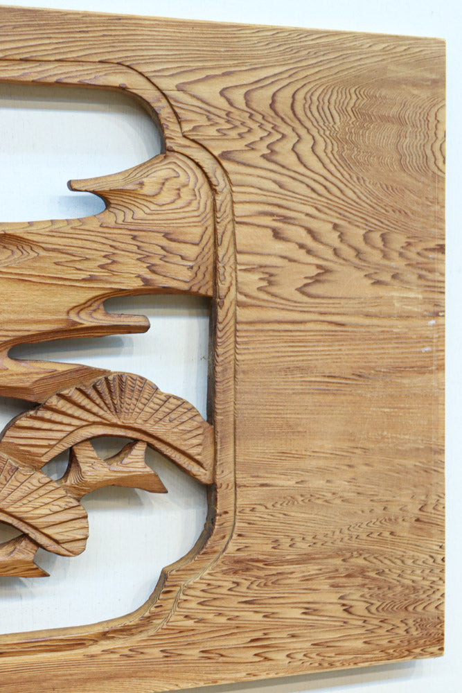 【ご精算用】堂々と貫禄ある鷹を描いた彫刻欄間素材　EZ2553ab　在庫(a:1 b:1)枚