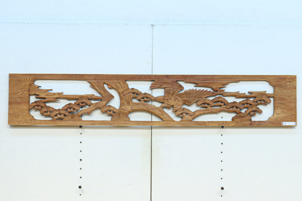 【ご精算用】堂々と貫禄ある鷹を描いた彫刻欄間素材　EZ2553ab　在庫(a:1 b:1)枚