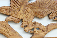 【ご精算用】堂々と貫禄ある鷹を描いた彫刻欄間素材　EZ2553ab　在庫(a:1 b:1)枚