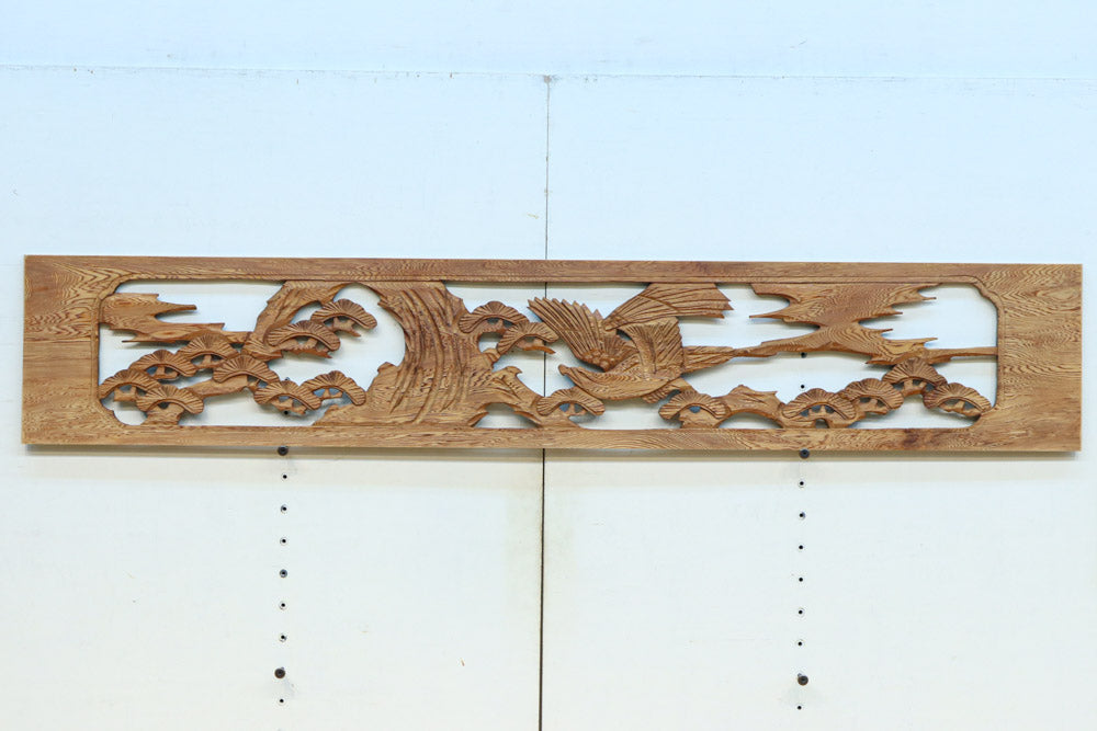 【ご精算用】堂々と貫禄ある鷹を描いた彫刻欄間素材　EZ2553ab　在庫(a:1 b:1)枚