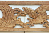 【ご精算用】堂々と貫禄ある鷹を描いた彫刻欄間素材　EZ2553ab　在庫(a:1 b:1)枚