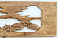 【ご精算用】堂々と貫禄ある鷹を描いた彫刻欄間素材　EZ2553ab　在庫(a:1 b:1)枚