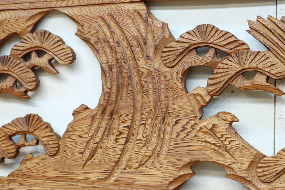 【ご精算用】堂々と貫禄ある鷹を描いた彫刻欄間素材　EZ2553ab　在庫(a:1 b:1)枚