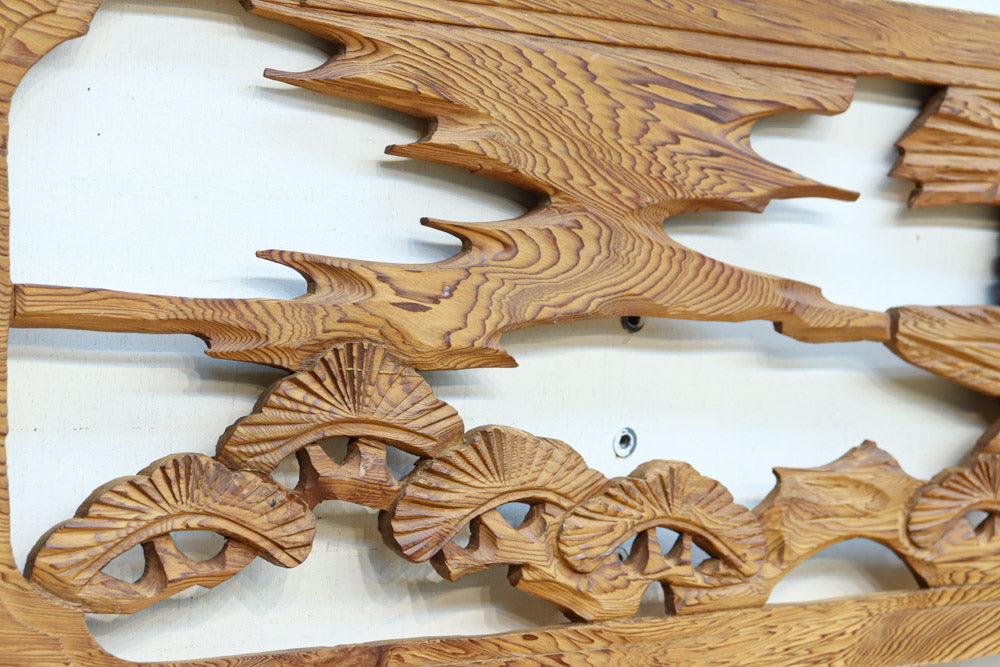 【ご精算用】堂々と貫禄ある鷹を描いた彫刻欄間素材　EZ2553ab　在庫(a:1 b:1)枚