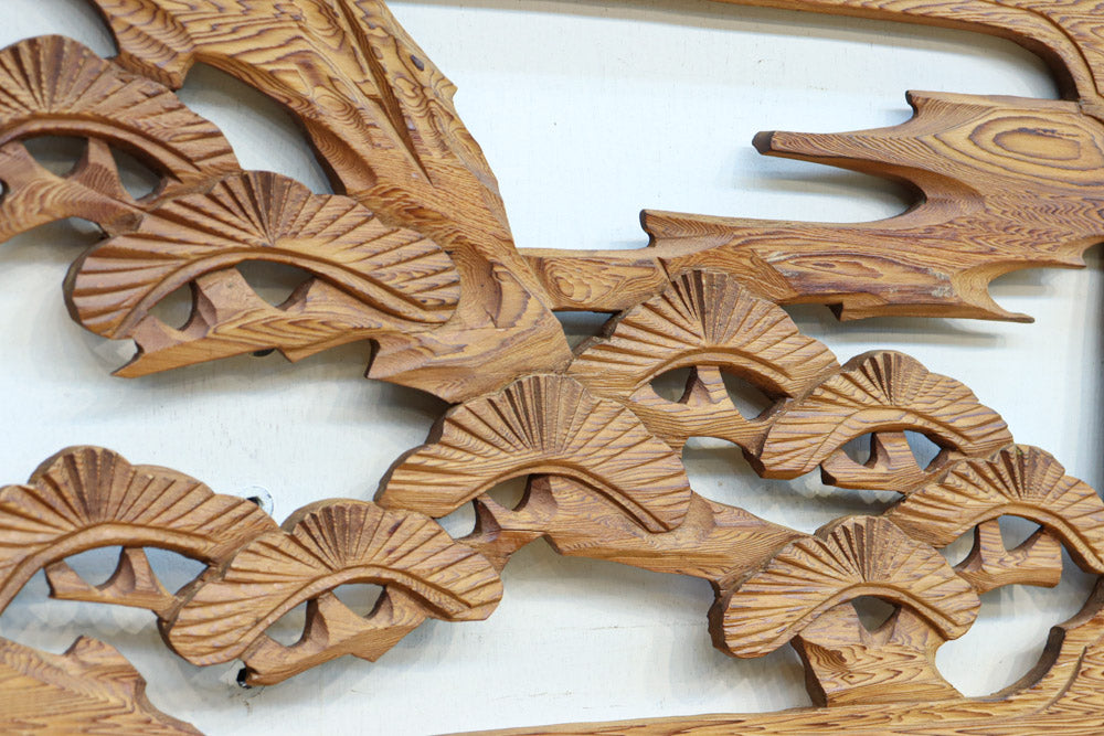 【ご精算用】堂々と貫禄ある鷹を描いた彫刻欄間素材　EZ2553ab　在庫(a:1 b:1)枚