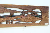 深みのある色彩で橋と城を描いた彫刻欄間素材　EZ2555ab　在庫(a:0 b:1)枚