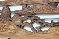 深みのある色彩で橋と城を描いた彫刻欄間素材　EZ2555ab　在庫(a:0 b:1)枚