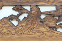 深みのある色彩で橋と城を描いた彫刻欄間素材　EZ2555ab　在庫(a:0 b:1)枚