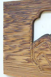 深みのある色彩で橋と城を描いた彫刻欄間素材　EZ2555ab　在庫(a:0 b:1)枚