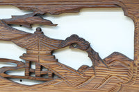 深みのある色彩で橋と城を描いた彫刻欄間素材　EZ2555ab　在庫(a:0 b:1)枚