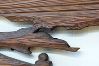 深みのある色彩で橋と城を描いた彫刻欄間素材　EZ2555ab　在庫(a:0 b:1)枚