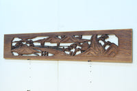 深みのある色彩で橋と城を描いた彫刻欄間素材　EZ2555ab　在庫(a:0 b:1)枚