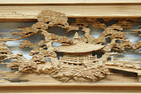 立体感のある構図で華やかな深彫り彫刻欄間　EZ2564ab　在庫(a:0 b:1)枚