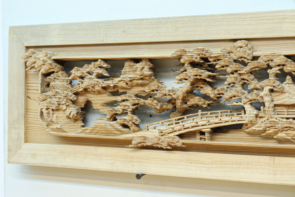 手彫り欄間－立体彫り 欄間 建具 欄間彫刻 【1点もの商品】【新品】 高級手彫り欄間2