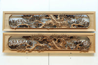 非公開　貫禄ある松の木を丁寧に彫り描いた深彫り彫刻欄間　EZ2565ab　在庫(a:1 b:1)枚