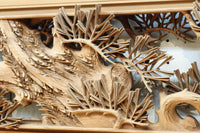 非公開　貫禄ある松の木を丁寧に彫り描いた深彫り彫刻欄間　EZ2565ab　在庫(a:1 b:1)枚