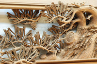 非公開　貫禄ある松の木を丁寧に彫り描いた深彫り彫刻欄間　EZ2565ab　在庫(a:1 b:1)枚