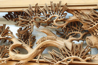 非公開　貫禄ある松の木を丁寧に彫り描いた深彫り彫刻欄間　EZ2565ab　在庫(a:1 b:1)枚