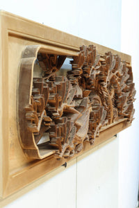 非公開　貫禄ある松の木を丁寧に彫り描いた深彫り彫刻欄間　EZ2565ab　在庫(a:1 b:1)枚