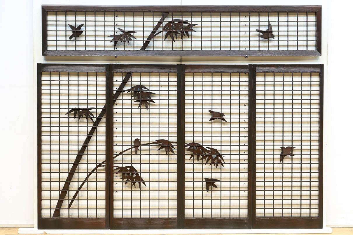 古美術　ガラス簪　「竹に雀」 古美術 ガラス簪 「竹に雀」